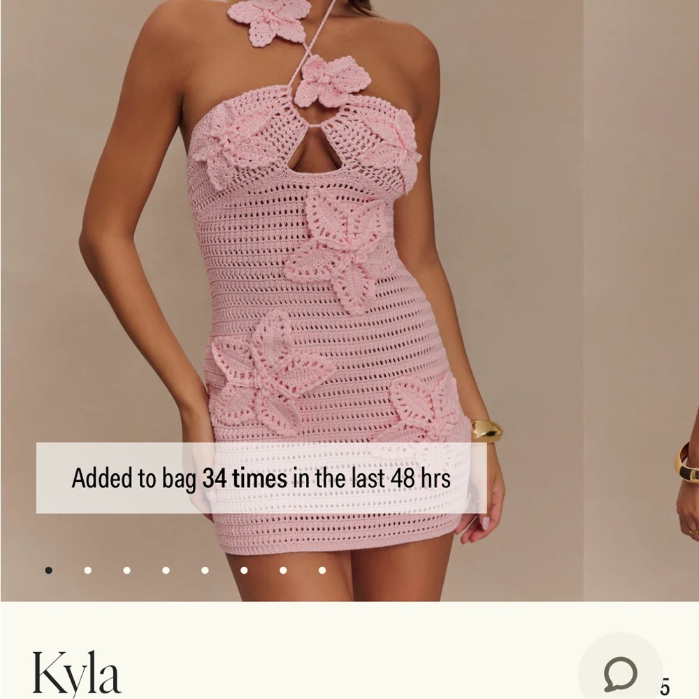 Kyla Pink Crochet Dress